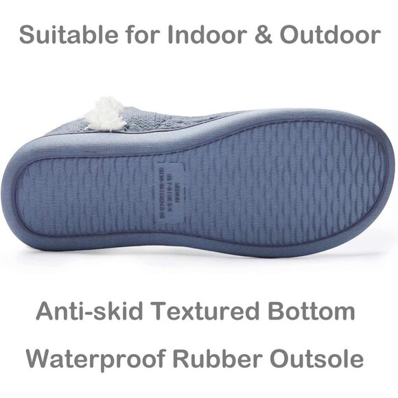 Women's Winter Warm Dark Gray Fluffy Fur Lined Plush Bootie Slippers Shoes - Picture 5 of 7